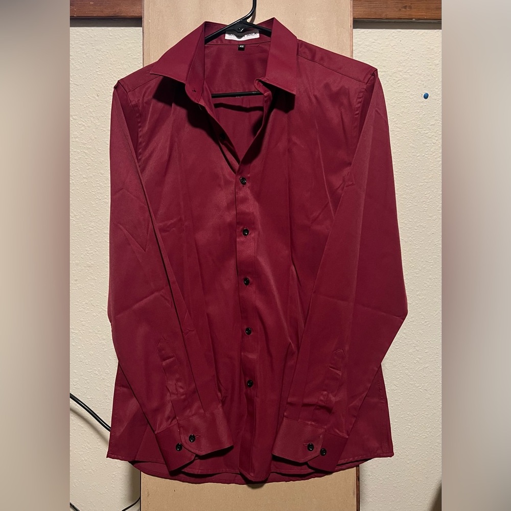 Men's Button Up Red Shirt